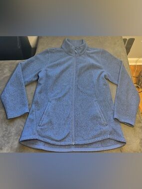Athleta Men's Heathered Blue Full-Zip Sweater size L